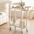 thumbnail image 1 of Fiudx Cream Rolling Side Table with Wheels | 2-Tier Mobile End Table & Nightstand | 18.8" Portable Nesting Table for Small Spaces | Bedroom, Living Room Storage Organizer, 1 of 6