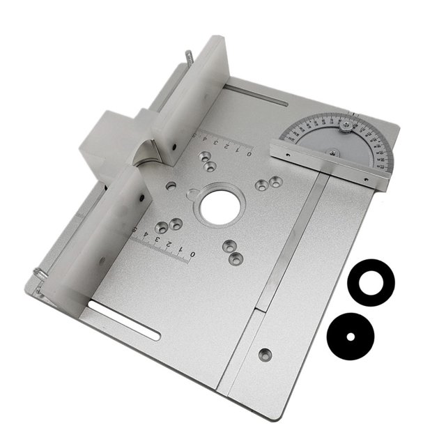 Mistaha Aluminum Alloy Router Table Insert Plate with Padded Wood Backer Plate, Silver, 3-piece Set, 240 * 200mm Plate Size, Woodworking Tool