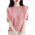 thumbnail image 1 of KIHOUT Nouveaux Hauts de Mode d'Été pour Femmes 2024, Veste de Déplacement pour Dames à Col Rond, Manches Courtes, Couleur Unie, Sans Capuche, Rose, TG, 1 of 3