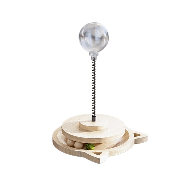 Twfbrm Pet Supplies Solid Wood Spring Rotating Catnip Set Cats Food Leaking Suitable For Pet Cats Teasing Stick Toy for Cats Dogs