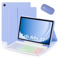 thumbnail image 1 of Bluetooth 3.0 Keyboard Case with 2.4G Mouse for Samsung Galaxy A9 Plus 5G - Purple PU Leather & ABS Cover, 10M Range, 60H Typing, 45 Days Mouse Use, 180mAh Keyboard/400mAh Mouse Batteries, US Layout,, 1 of 6