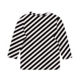 thumbnail image 4 of MeetoTime T-Shirt à Manches 3/4 Rayé Imprimé pour Enfants Col Rond Décontracté Ample Blouses pour Garçons Filles 3-12 Ans, 4 of 4