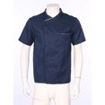 thumbnail image 3 of zdhoor Unisex Mens Womens Double-Breasted Chef Coat Cooks Jacket Chef Works Kitchen Cooking Uniform Blue Short Sleeve 3XL, 3 of 6