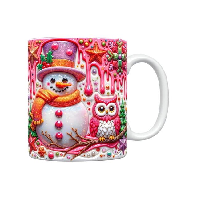TIMIFIS Mug Lettering Christmas Mug Inflated Snowman Mug, Santa Mug Press Puffy 15oz 11oz Coffe Kitchen Appliances