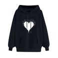 thumbnail image 1 of Pompotops Chandail Confortable pour Femmes Motif Cœur Imprimé Chandail à Capuche pour Femmes avec Poche et Cordon Liquidation, 1 of 4