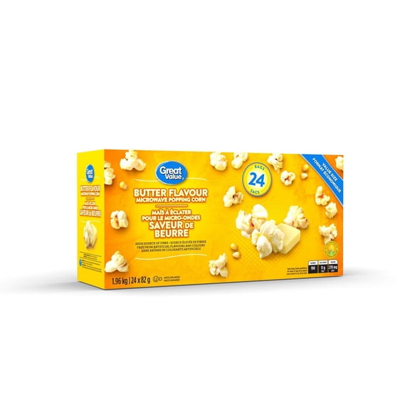 Great Value Butter Flavour Microwave Popping Corn 24X82G