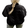 thumbnail image 3 of Women Stand Collar Quilted Jackets Long Sleeve Solid Color Full Zip Padded Jackets, 3 of 5