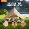 thumbnail image 2 of VEVOR Canvas Bell Tent, 4 Seasons 4 m/13.12 ft Yurt Tent, Canvas Tent for Camping with Stove Jack, Breathable Tent Holds up to 6 People, Family Camping Outdoor Hunting Party, 2 of 9