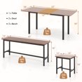 thumbnail image 3 of Gymax 5 PCS Dining Table Set for 4-6 w/ 2 Benches & 2 Stools Metal Frame Dining Room Walnut, 3 of 10