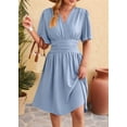 thumbnail image 4 of Robe pour Femme Été Décolleté en V Profond Élégante Mini-Robe à Volants Robe à Taille Robes Bleu m, 4 of 10
