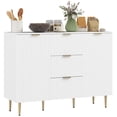 thumbnail image 1 of HOMCOM Buffet Bahut avec 3 Tiroirs et Tablettes Ajustables, Blanc, 1 of 10