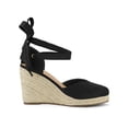 thumbnail image 3 of BLISSFUL STEP Chaussures pour Femmes Sandales Espadrilles à Talon Compensé Haut Bout Rond Noir 7, 3 of 8