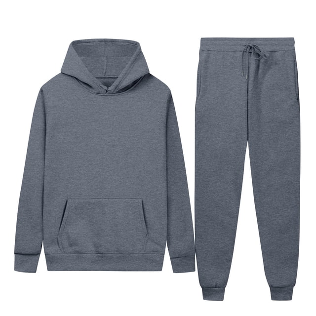 Gspmoly Oversized Tshirts for Men, Men'S Casual Oversize Solid Color Drawstring Trouser Long Sleeve Hooded Set Going Out Tops Clearance