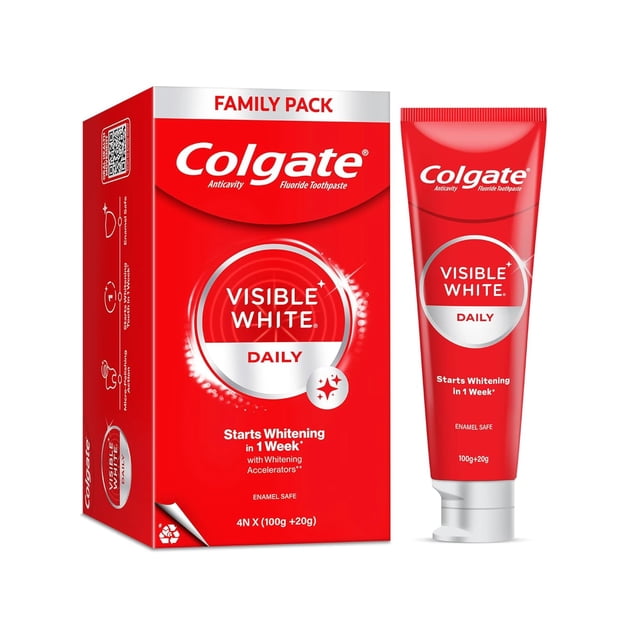 Colgate Visible White Teeth Whitening Toothpaste,, 100gm Each (Pack of 4)
