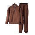 thumbnail image 2 of Innerwin Tracksuit Set Long Sleeve Womens Lounge Sets Exercise Solid Warm Two Piece Outfit Coffee L, 2 of 5