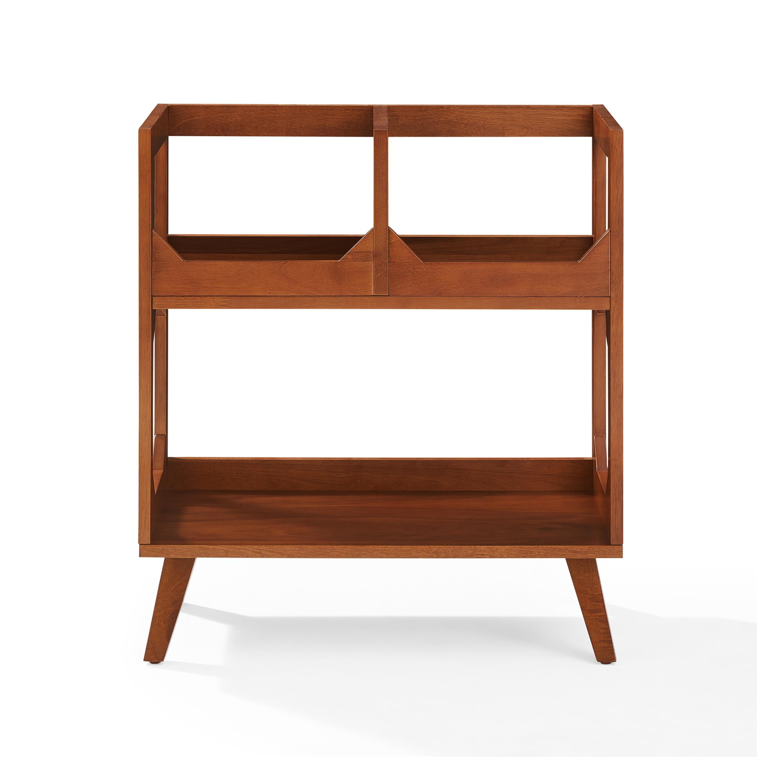 Crosley Furniture Asheville Medium Record Storage Stand in Walnut