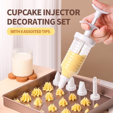 1 Set Dessert Decorating Injector with 8 Piping Tips Cupcake Frosting Filling Cookies Puffs Making Cake Decorating Icing Tool Kit Baking Supplies