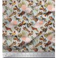 thumbnail image 1 of Soimoi Polyester Crepe Fabric Geometric,Bird & Animals Patchwork Print Fabric by The Yard 52 Inch Wide, 1 of 3