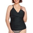 thumbnail image 2 of RELLECIGA Women's V Neckline Ruched Tankini Top Swimsuits, 2 of 7