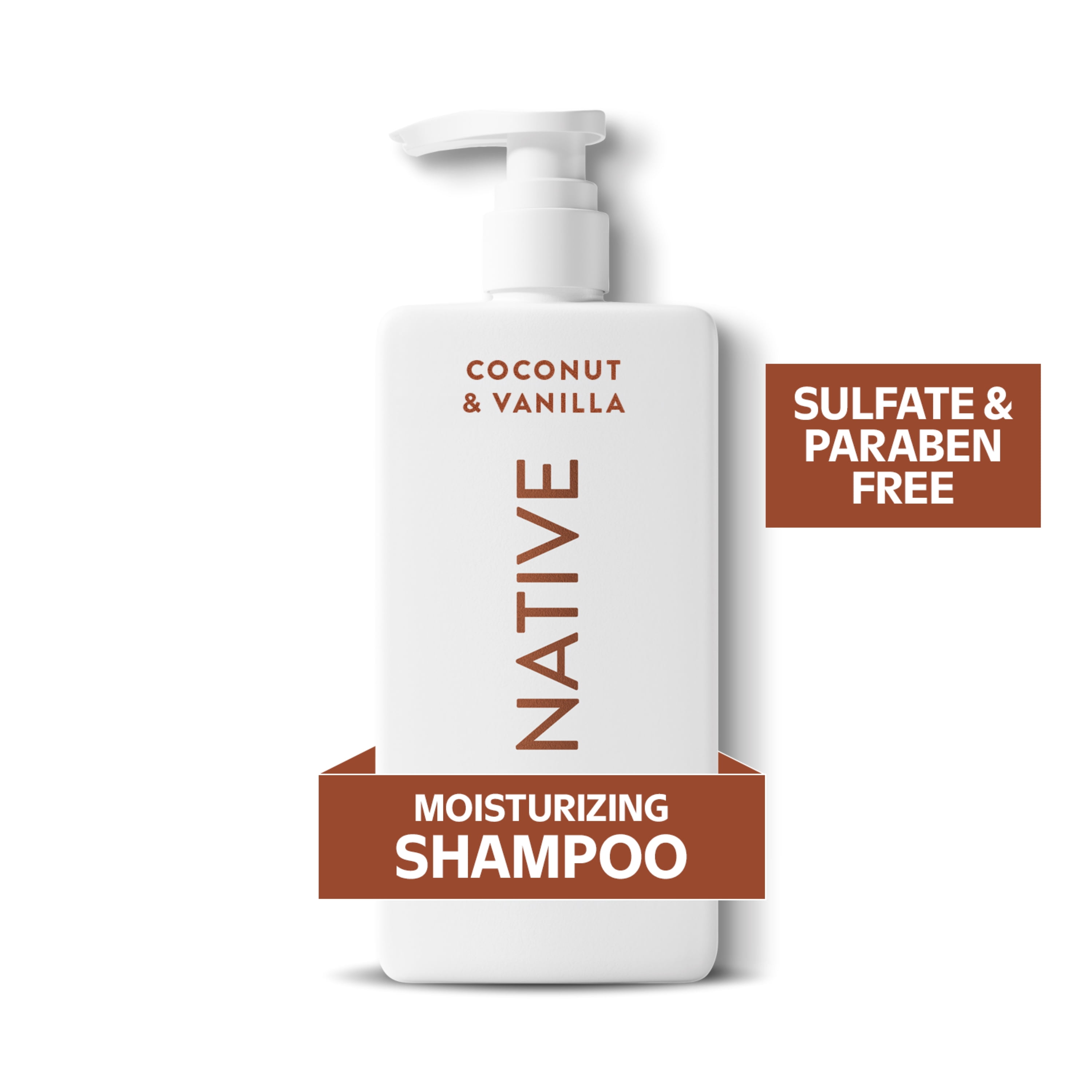 Native Moisturizing Shampoo, Coconut & Vanilla, Replenishes Moisture, Shiny, Healthy, Frizz-Free Hair, Sulfate & Paraben Free, 487 mL