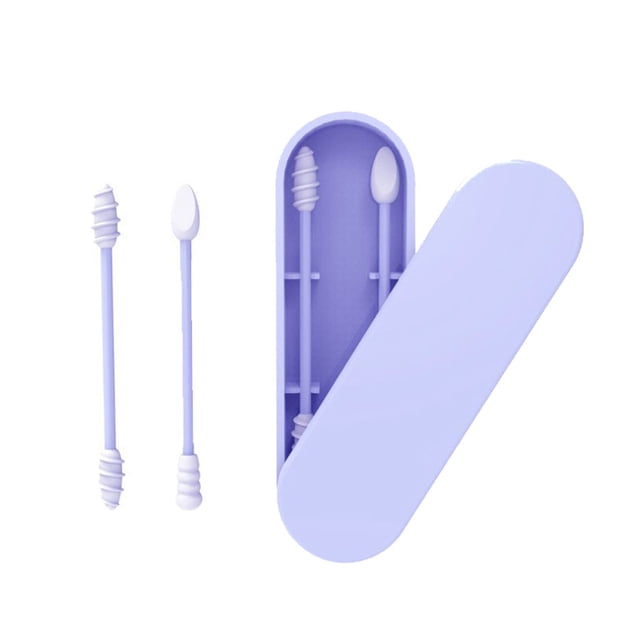 Mistaha Silicone Cotton Swabs Stick Reusable Portable and Cleanable Ear Q-tip Rough Friction Cotton Swabs for Ear Cleaning Makeup 2Pcs