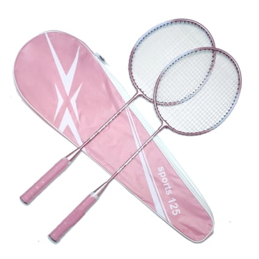 Ensemble de 2 Raquettes de Badminton, Raquettes de Badminton en Métal avec Sac de Badminton, Raquette de Badminton Professionnelle Légère pour Étudiant Débutant Entraînement de Mise en Forme [Rose]