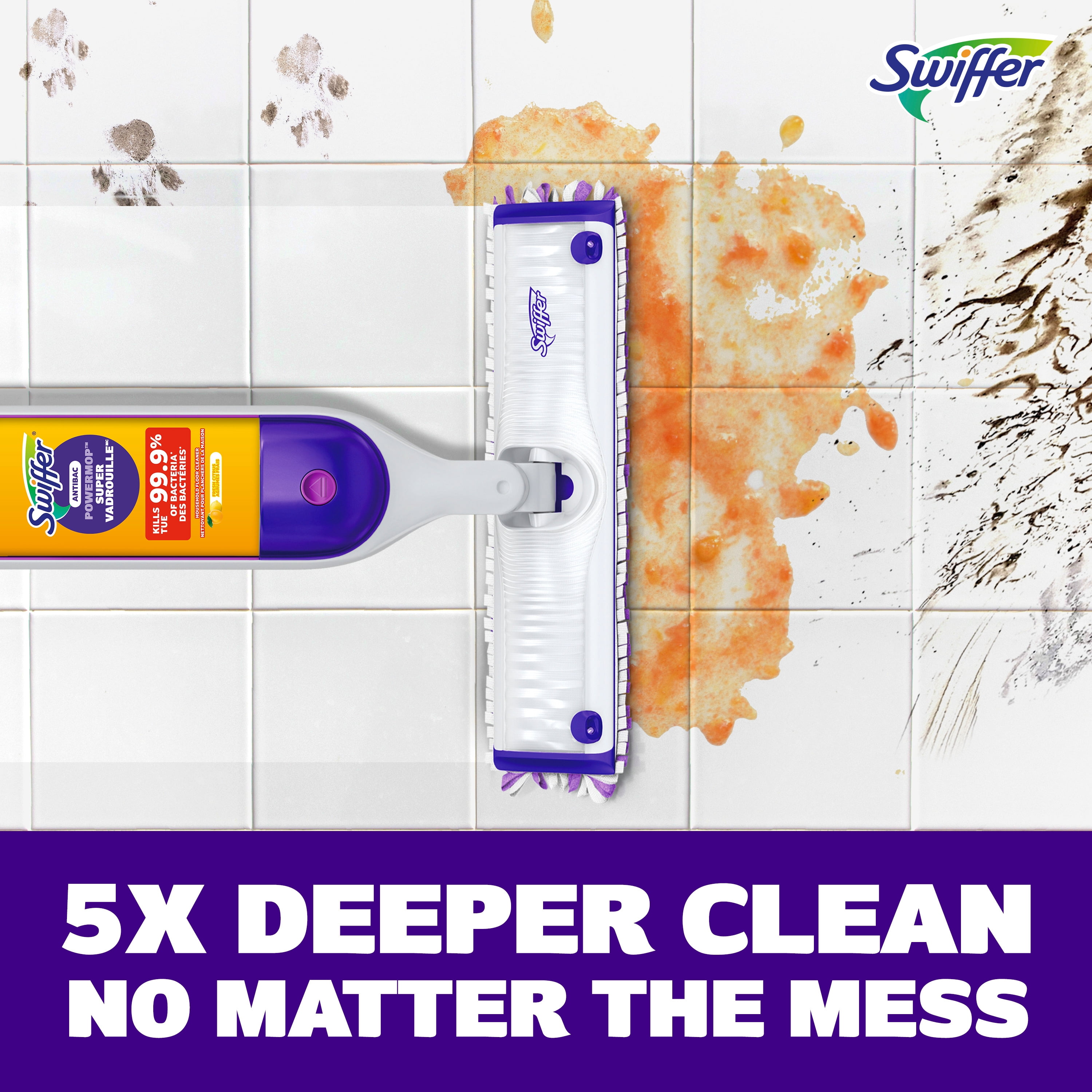Swiffer SuperVadrouille, recharge de solution antibactérienne, Citron, paquet de 1