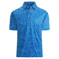thumbnail image 1 of Hauts pour Femmes Été Mode Imprimé Haut Ample Manches Courtes T-Shirt Col Rabattu T-Shirts Surdimensionnés pour Femmes Bleu L, 1 of 2