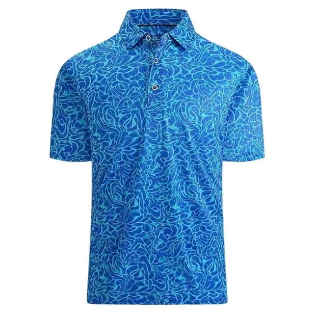 Hauts pour Femmes Été Mode Imprimé Haut Ample Manches Courtes T-Shirt Col Rabattu T-Shirts Surdimensionnés pour Femmes Bleu L