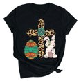 thumbnail image 2 of Économies de Printemps! CEHVOM Chemises de Pâques pour Femmes 2024, Hauts de Pâques Amples Grande Taille, T-Shirt Graphique Joyeuses Pâques à Manches Courtes Col Rond, T-Shirt Enseignant de Pâques, T-Shirt Lapin de Pâques pour Femmes, 2 of 3