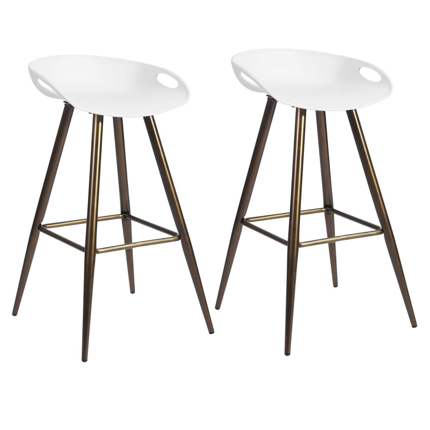 Homylin Ensemble de deux tabourets de bar modernes, hauteur de comptoir de 28 pouces, avec pieds en métal doré et repose-pieds, chaises de bar sans accoudoirs pour la maison, le bureau ou l'îlot de cu