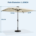 thumbnail image 2 of Garvee 10' x 6.5' Solar Patio Umbrella,Table Umbrella ,Crank & Push Button Tilt, 6 Sturdy Ribs,Beige, 2 of 8