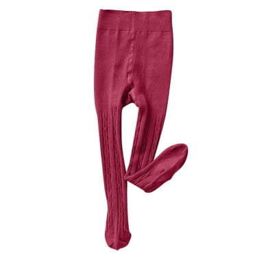 LYHaoo Kids Baby Girls Tights Toddler Cable Knit Warm Leggings Seamless Stretchy Stockings Pantyhose Infants Winter Socks Kids Pants Sizes 5-6 Years Red