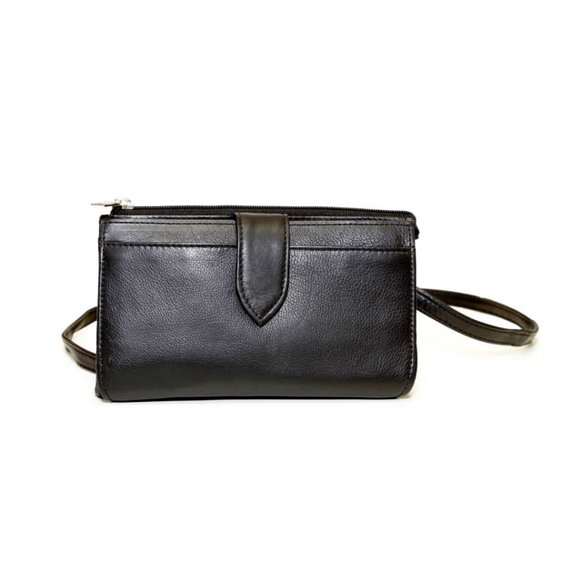 Ashlin Leather Ladies' Bi-fold Wallet with 13 Pockets And Removable Strap