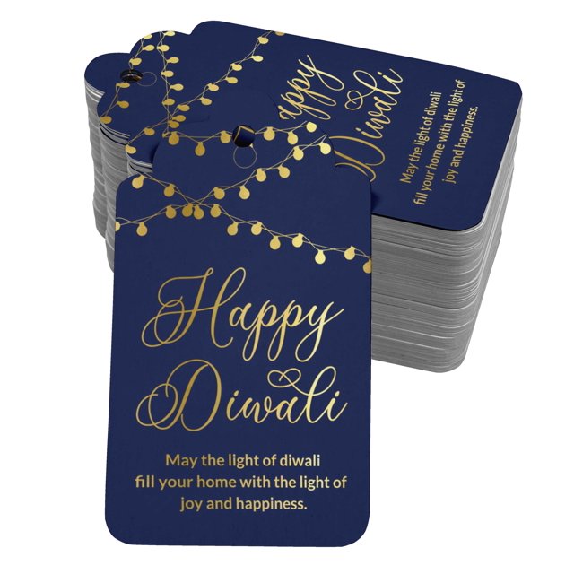 Inkdotpot Gold Foil Paper Hang Tags Happy Diwali Favor Tags 100 Pack