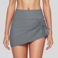 thumbnail image 2 of High Waisted Pleated Slit Drawstring Swim Skirt Shorts Exposure Double Layer Triangle Yoga Bottoms For Women, 2 of 4