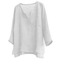 thumbnail image 1 of Pompotops Hommes Été Manches Longues Col Rond Confortable Blouse Tops en Vente, 1 of 4