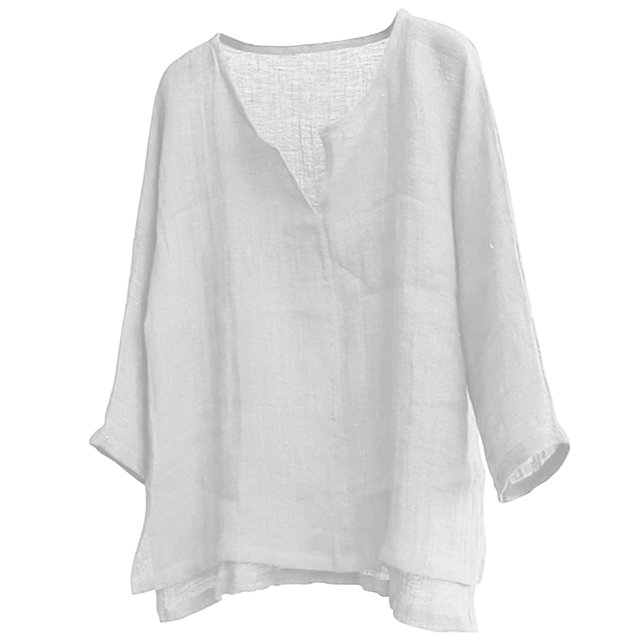 Pompotops Hommes Été Manches Longues Col Rond Confortable Blouse Tops en Vente