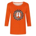 thumbnail image 4 of Dadaria Hauts pour Femmes Chemise Orange Manches 3/4 T-Shirt Col Rond Tee d'Été Chandail Blouses L, 4 of 4