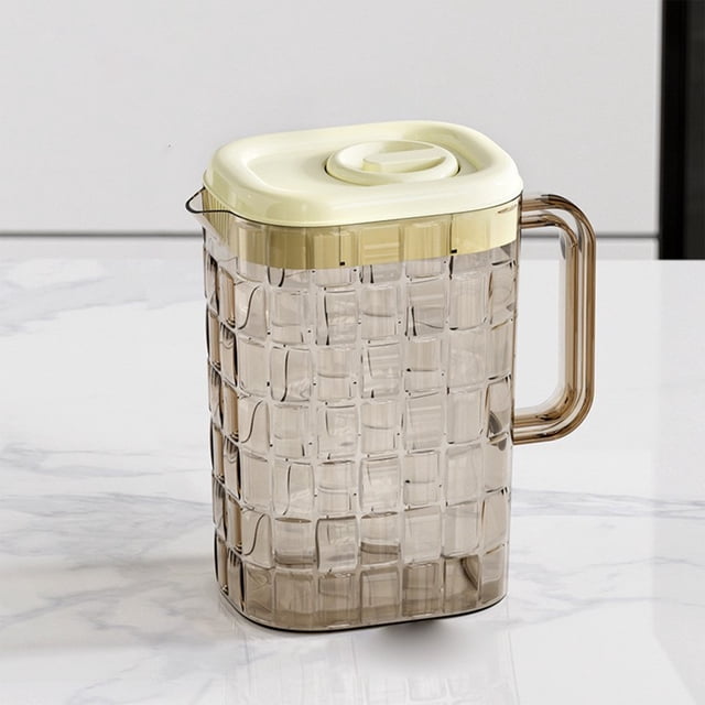 Plastic Beverage Drink Pitcher Transparent Bottle Water Ice Cold Jug With Lid And Handle Ribbed For Bar Home Without Cup Without Cup 2000ml