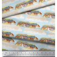 thumbnail image 3 of Soimoi Blue Heavy Canvas Fabric House & Landscape Nature Printed Fabric 1 Yard 58 Inch Wide, 3 of 5