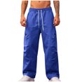 thumbnail image 2 of Ceisia Men Solid Color Loose Casual Pants Elastic Waist Drawstring Sports Gift Work Trousers, 2 of 9