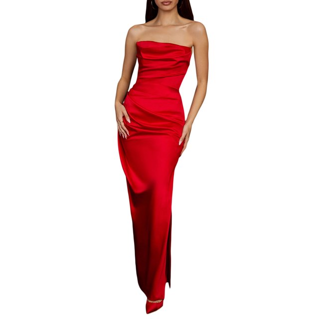 Kmbangi Femmes Enveloppé Robe, Sans Manches hors Épaule Couleur Unie Plissé Printemps Automne Été Robe de Club Décontractée