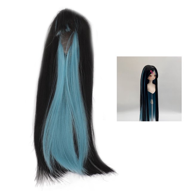 Dual Color Simulation Soft Doll Long Straight With Bangs 1/4 Ball Joint, High Temperature Fiber, Fits Head Size 18.5-21cm For Fashionable And Lifelike Dolls