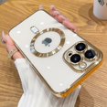 thumbnail image 5 of Fashion Magnetic Case For Magsafe For iPhone 14 13 12 Pro Max Plus Plating Clear Soft Silicone Wireless Charging Cover, 5 of 5