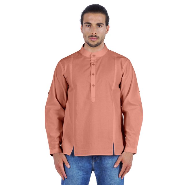 Atasi Chemise Henley Indienne pour Homme à Manches Longues, Décontractée, Col Mandarin, Courte Kurta