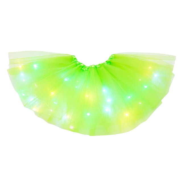 Women 3 Level Mesh Tulle Skirt Princess Skirt With LED Small Bulb Skirt