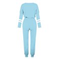 thumbnail image 5 of Posijego Ensemble Femme 2 Pcs Tenue Rayée Décontractée Manches Longues Col Ras du Cou Hauts Pantalons à Cordon Ensembles Détente P-5TG, 5 of 5