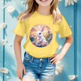thumbnail image 1 of WEAIXIMIUNG T-Shirt Imprimé à Manches Courtes pour Filles de Pâques, Haut Décontracté 130, 1 of 4