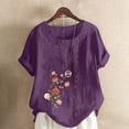 thumbnail image 5 of Birdeem Womens Summer Oversize Casual Round-Neck Short Sleeve Flower Printing Loose Shirt Tops, 5 of 5